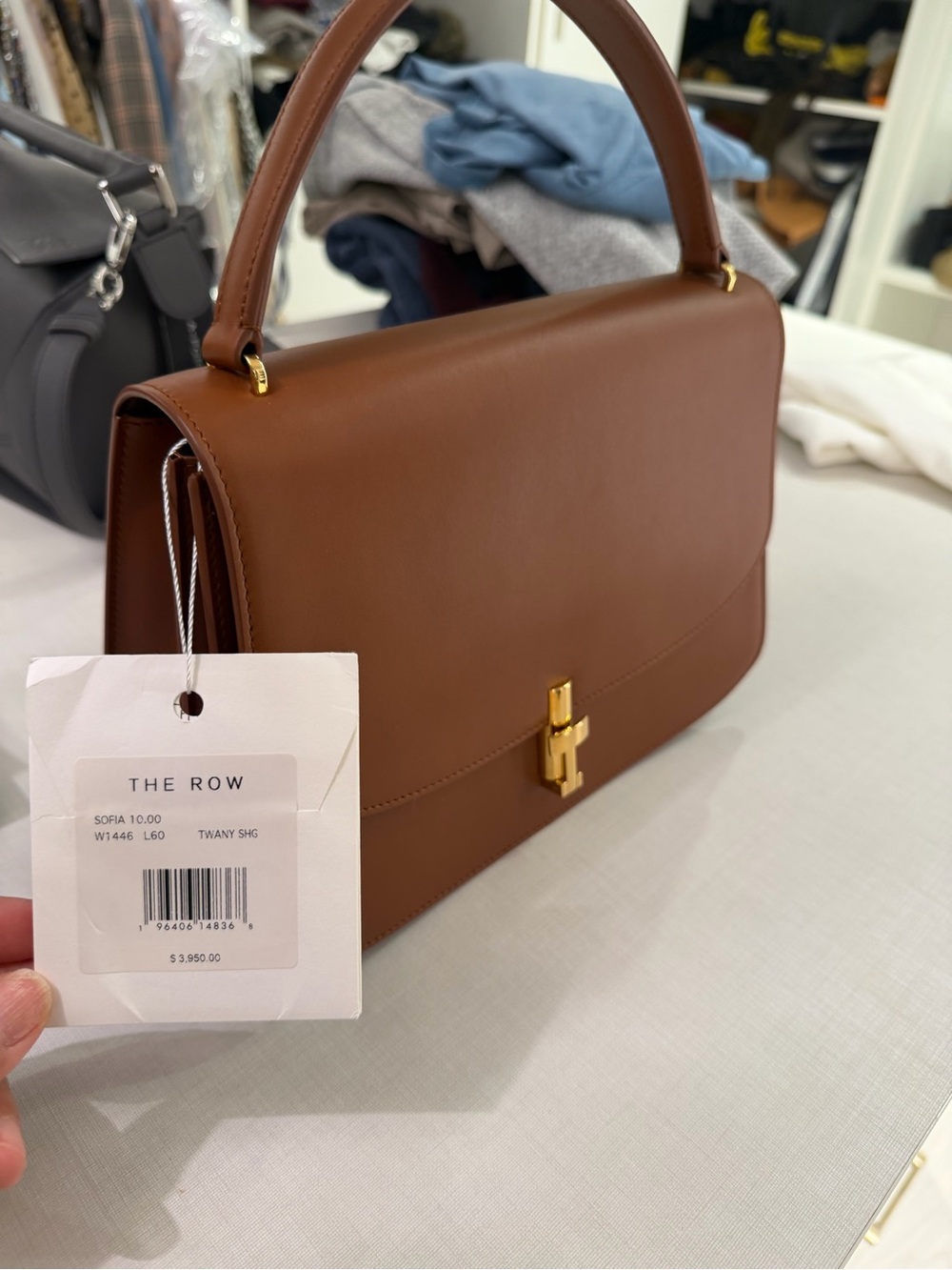 The Row Cognac Smooth Leather Top-Handle Mini Bag - Picture 2 of 5